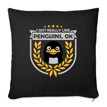J’aime juste les pingouins - Housse de coussin décorative 45 x 45 cm - noir - Devant
