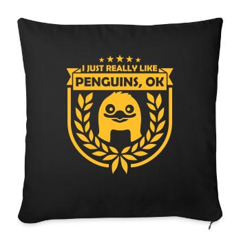 J’aime juste les pingouins - Housse de coussin décorative 45 x 45 cm - noir - Devant