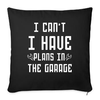 I can't I have plans in the garage father mechanic - Housse de coussin décorative 45 x 45 cm - noir - Devant