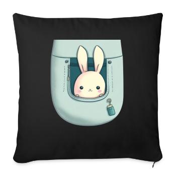 lapin kawaii! - Housse de coussin décorative 45 x 45 cm - noir - Devant
