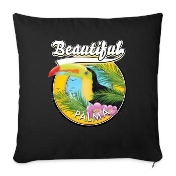 Beautifulk Palma Toucan travel logo - Sofa pillowcase 17,3'' x 17,3'' (45 x 45 cm) - black - Front