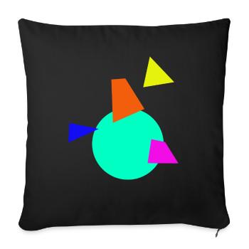 Farbige Ecken & Kreise - Sofakissenbezug 45 x 45 cm - Schwarz - Vorne