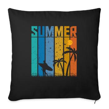 Surfeur d’ambiance estivale - Housse de coussin décorative 45 x 45 cm - noir - Devant