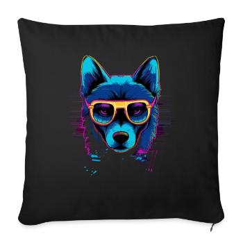 Neon Dog for Black - Sofa pillowcase 17,3'' x 17,3'' (45 x 45 cm) - black - Front