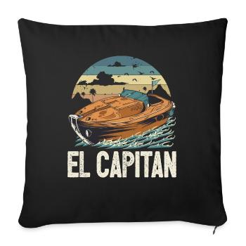 El Capitan Pontooning Motorboat Owner Lake Life - Sofa pillowcase 17,3'' x 17,3'' (45 x 45 cm) - black - Front