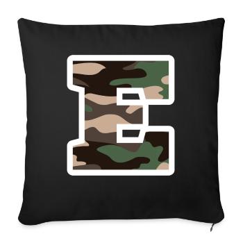 Buchstabe E Militärische Tarnung - Geschenkidee - Sofakissenbezug 45 x 45 cm - Schwarz - Vorne