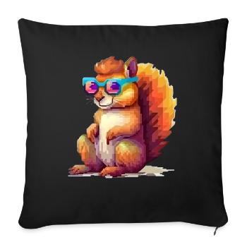Pixulo the Squirrel - Sofa pillowcase 17,3'' x 17,3'' (45 x 45 cm) - black - Front