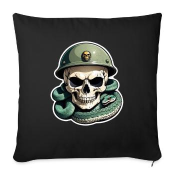 serpent squelette et tatouage - Housse de coussin décorative 45 x 45 cm - noir - Devant