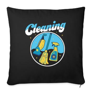 Cleaning Cleaner Housewife Housekeeping - Sofakissenbezug 45 x 45 cm - Schwarz - Vorne
