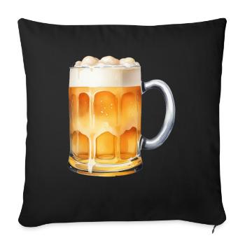 Chope à bière - Housse de coussin décorative 45 x 45 cm - noir - Devant
