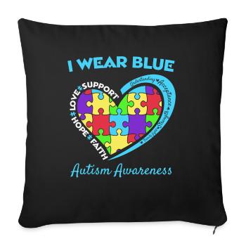 Autisme - Housse de coussin décorative 45 x 45 cm - noir - Devant