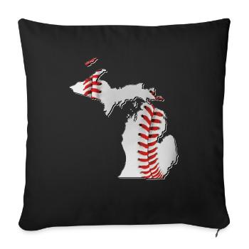 Michigan (USA) | echter Baseball | Landkarte - Sofakissenbezug 45 x 45 cm - Schwarz - Vorne