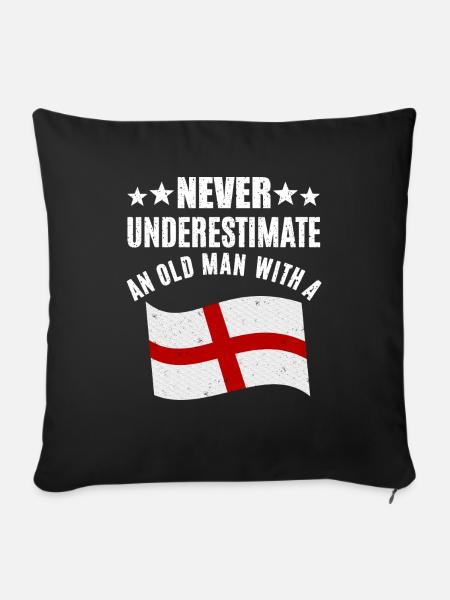 Alter Mann Mit Englischer Flagge - Sofakissenbezug 45 x 45 cm - Schwarz