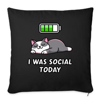 Recharge Mode: I Was Social Today - Sofa pillowcase 17,3'' x 17,3'' (45 x 45 cm) - black - Front