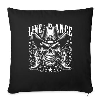 Line Dance Skull mit Stetson und Boots und Lasso - Sofakissenbezug 45 x 45 cm - Schwarz - Vorne
