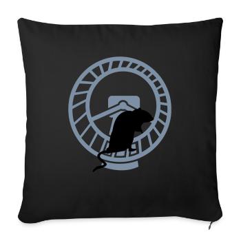 Ratte im Hamsterrad / rat in a wheel (2c) - Sofa pillowcase 17,3'' x 17,3'' (45 x 45 cm) - black - Front