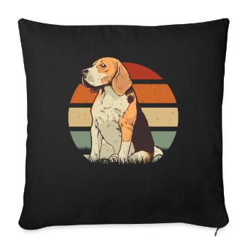 Beagle drawing Beagle dog - Sofa pillowcase 17,3'' x 17,3'' (45 x 45 cm) - black - Front