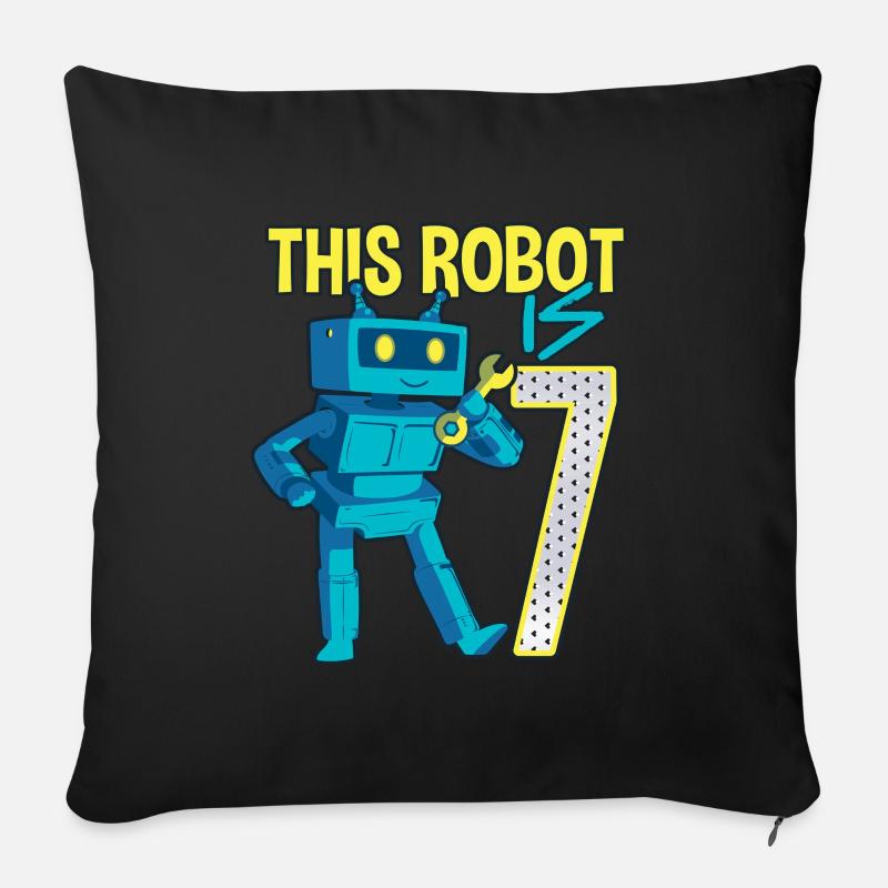 7. Geburtstag kleiner Roboter 7 Jahre alt Technik - Sofakissenbezug 45 x 45 cm - Schwarz