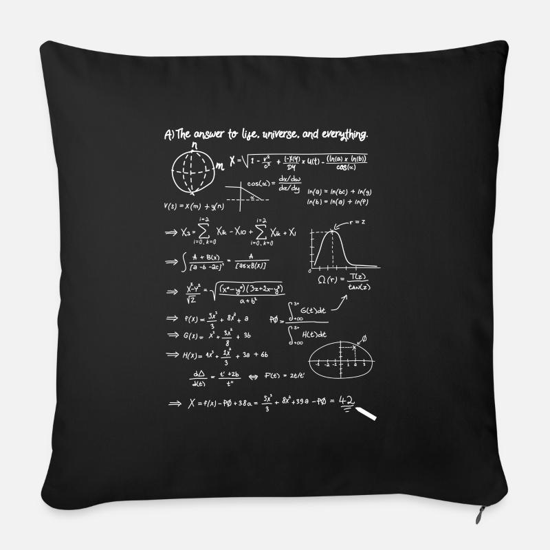 Antwort 42 - Sofakissenbezug 45 x 45 cm - Schwarz