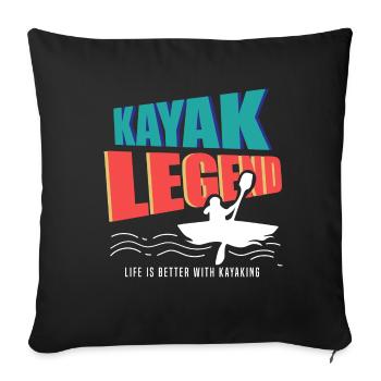 Kayak Legend Canoë-kayak Sports nautiques - Housse de coussin décorative 45 x 45 cm - noir - Devant