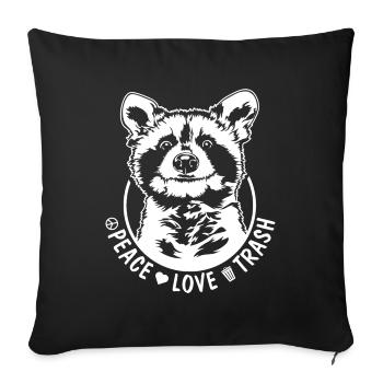 RATON laveur Peace Love Trash Animal Wildlife Wilsigns - Housse de coussin décorative 45 x 45 cm - noir - Devant