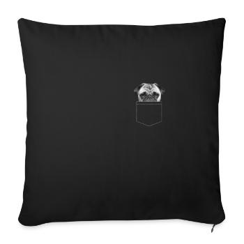 PUG PUGS CADEAU SAC DE POCHE Coffre - Housse de coussin décorative 45 x 45 cm - noir - Devant
