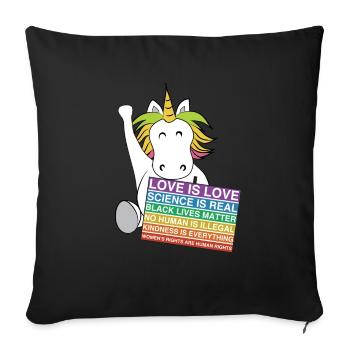 Social Justice Unicorn Activist Sign Equity - Sofa pillowcase 17,3'' x 17,3'' (45 x 45 cm) - black - Front