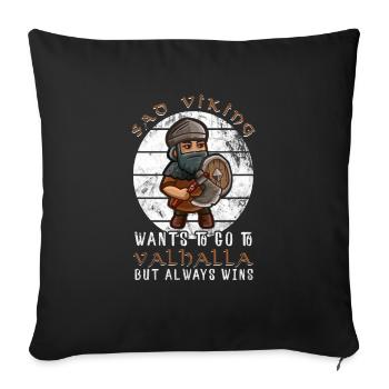 sad viking meme, funny north man - Sofa pillowcase 17,3'' x 17,3'' (45 x 45 cm) - black - Front