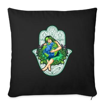 Mère Terre, Gaïa avec Mandala, Nature Idée cadeau - Housse de coussin décorative 45 x 45 cm - noir - Devant