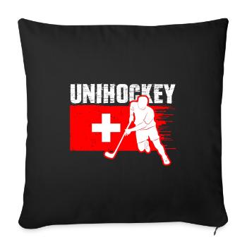 Unihockey Suisse Floorball - Housse de coussin décorative 45 x 45 cm - noir - Devant
