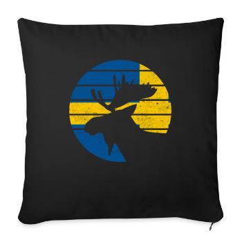 Elk Sweden Flag,Vintage Scandinavia Gift - Sofa pillowcase 17,3'' x 17,3'' (45 x 45 cm) - black - Front