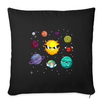 Funny planets of the solar system - Sofa pillowcase 17,3'' x 17,3'' (45 x 45 cm) - black - Front