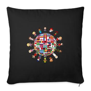 Cultural diversity Children around the globe - Sofa pillowcase 17,3'' x 17,3'' (45 x 45 cm) - black - Front