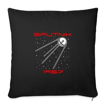 Idée cadeau Spoutnik URSS Union soviétique - Housse de coussin décorative 45 x 45 cm - noir - Devant