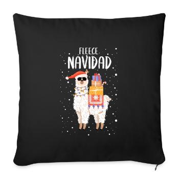 Fleece Feliz Navidad Lama Christmas Cute - Sofa pillowcase 17,3'' x 17,3'' (45 x 45 cm) - black - Front