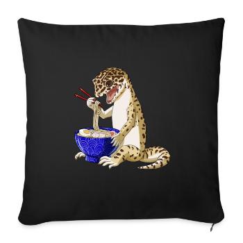 Leopard Gecko eats Japanese Ramen Noodles - Sofa pillowcase 17,3'' x 17,3'' (45 x 45 cm) - black - Front