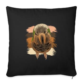 Neugieriger Retro Mönchssittich - Sofakissenbezug 45 x 45 cm - Schwarz - Vorne