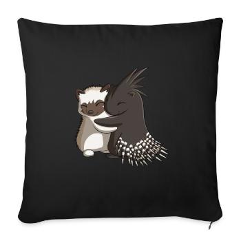 Hedgehog Porcupine Hug - Sofa pillowcase 17,3'' x 17,3'' (45 x 45 cm) - black - Front