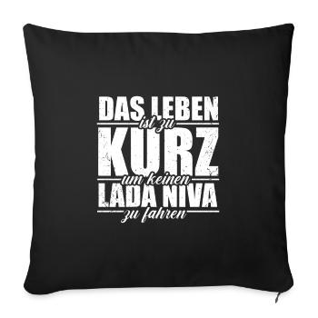 Lada Niva 4x4 Autoliebhaber Russland Offroad - Sofakissenbezug 45 x 45 cm - Schwarz - Vorne