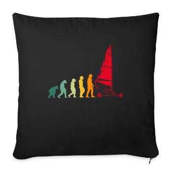 Évolution de la voile sur la plage Char à Voile - Housse de coussin décorative 45 x 45 cm - noir - Devant