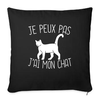 Je Peux Pas J'Ai Mon Chat - Housse de coussin décorative 45 x 45 cm - noir - Devant
