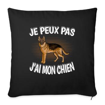 Je Peux Pas J'Ai Mon Chien - Housse de coussin décorative 45 x 45 cm - noir - Devant