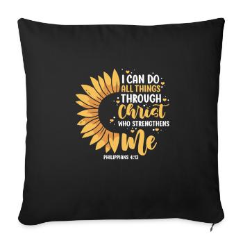 Christian Bible Verse Quote Jesus Christ - Housse de coussin décorative 45 x 45 cm - noir - Devant