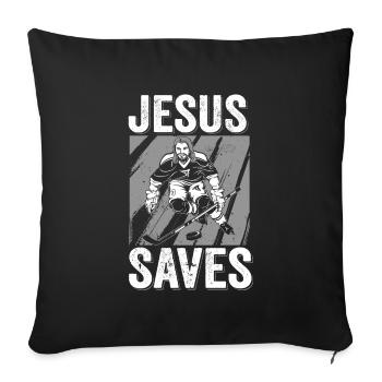 Jesus Funny Gift Religious Christian - Sofa pillowcase 17,3'' x 17,3'' (45 x 45 cm) - black - Front