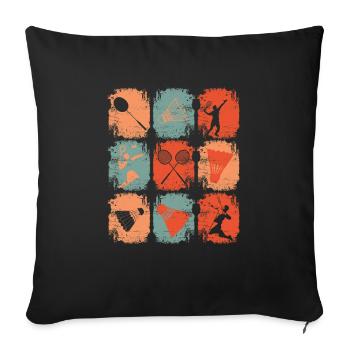Badminton Rétro - Housse de coussin décorative 45 x 45 cm - noir - Devant