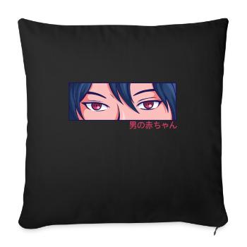 Anime Boy Eyes Culture japonaise Kawaii Anime Boy - Housse de coussin décorative 45 x 45 cm - noir - Devant