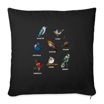 Vögel Gartenvögel Vogelwelt - Sofakissenbezug 45 x 45 cm - Schwarz - Vorne