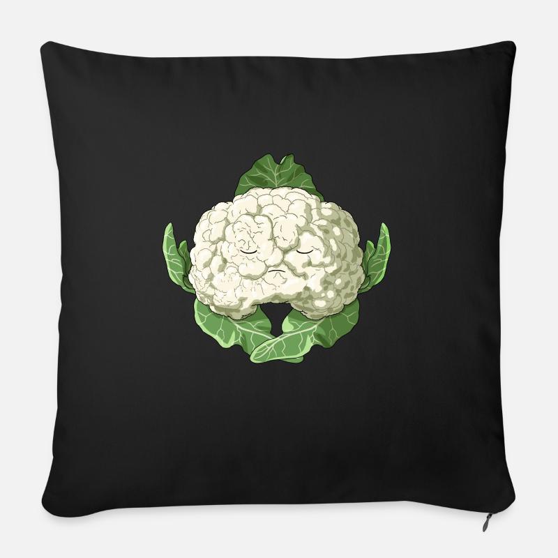 Lustiges Yoga Kohl Gemüse Blumenkohl - Sofakissenbezug 45 x 45 cm - Schwarz