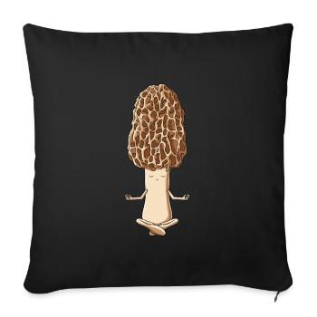 Lustige Yoga Pilz Meditierende Morcheln - Sofakissenbezug 45 x 45 cm - Schwarz - Vorne