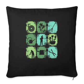 Jardinier d’outils de jardin - Housse de coussin décorative 45 x 45 cm - noir - Devant